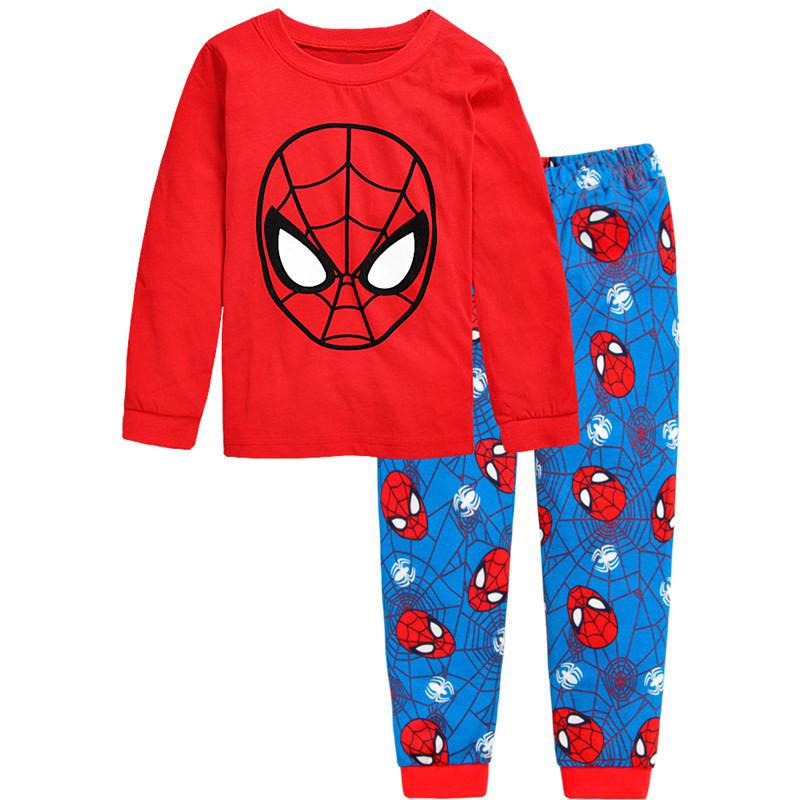 Mới hoạt hình Con trai Áo thun Bọn trẻ Quần áo Spiderman Quần áo gia đình Bộ đồ ngủ