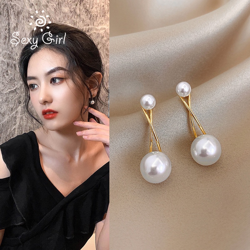 Đôi Bông Tai Sợi Dài Hình Thánh Giá Đính Ngọc Trai Thời Trang Hàn Quốc Sành Điệu 9837472457