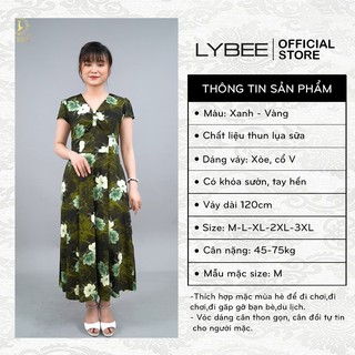 Đầm trung niên LYBEE dáng xòe thun lụa cao cấp 633