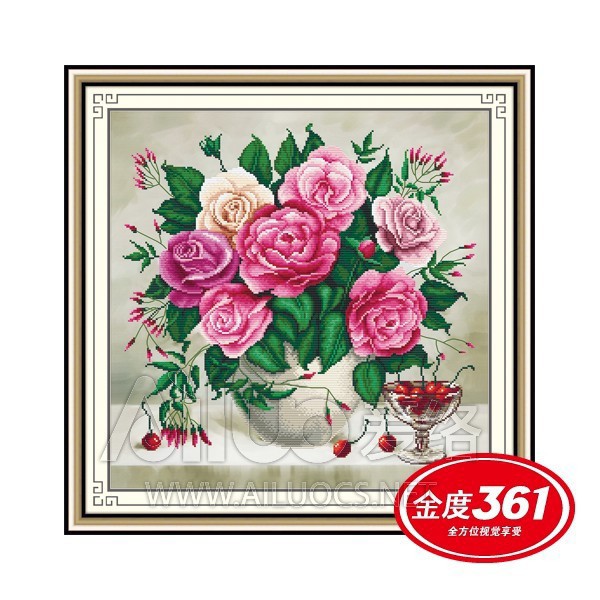 Tranh thêu chữ thập 3d Bình hoa 31503 ( kích thước 50*50cm)