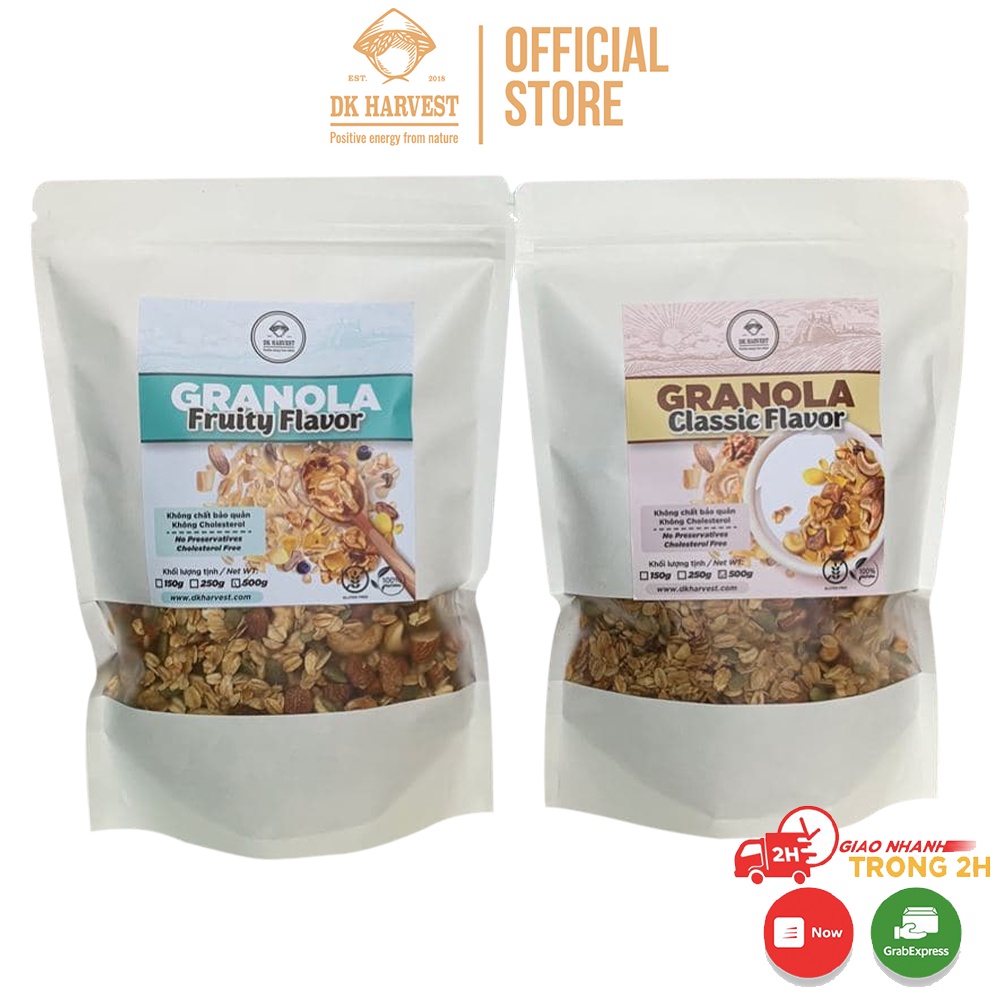 Granola Hạt Dinh Dưỡng Nướng Mật Ong  DK Harvest Thơm Giòn, Ngũ Cốc Hỗ Trợ Giảm Cân - Trọng lượng 250g/500g