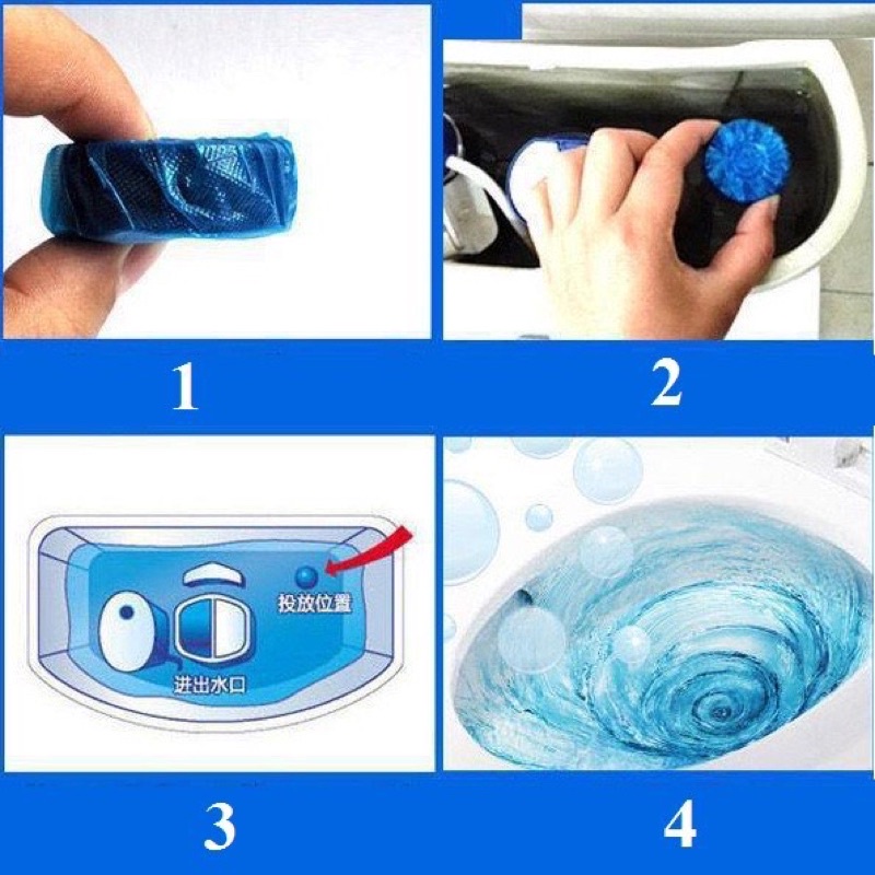 Viên Thả Bồn Cầu Tẩy Rửa Toilet Cực Mạnh -  Diệt Vi Khuẩn Khử Mùi Hôi Nhà Vệ Sinh