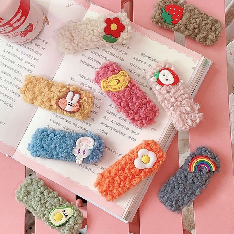 Kẹp tóc chất liệu lông cừu thiết kế xinh xắn thời trang cho nữ