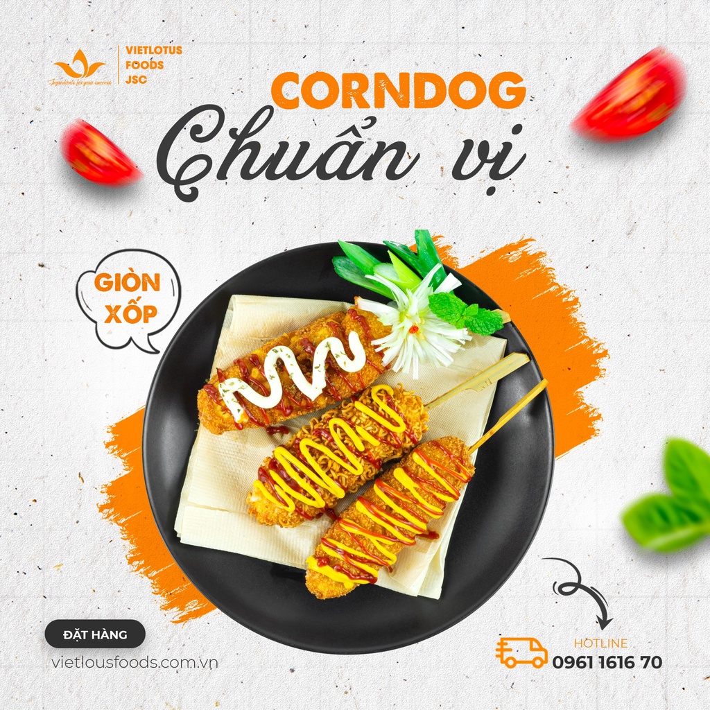 Bột chiên giòn Corndog Hotdog phô mai que Hàn Quốc - Túi 250G pha sẵn tiện dụng dễ làm