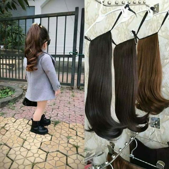 Buộc đuôi tóc giả cho bé