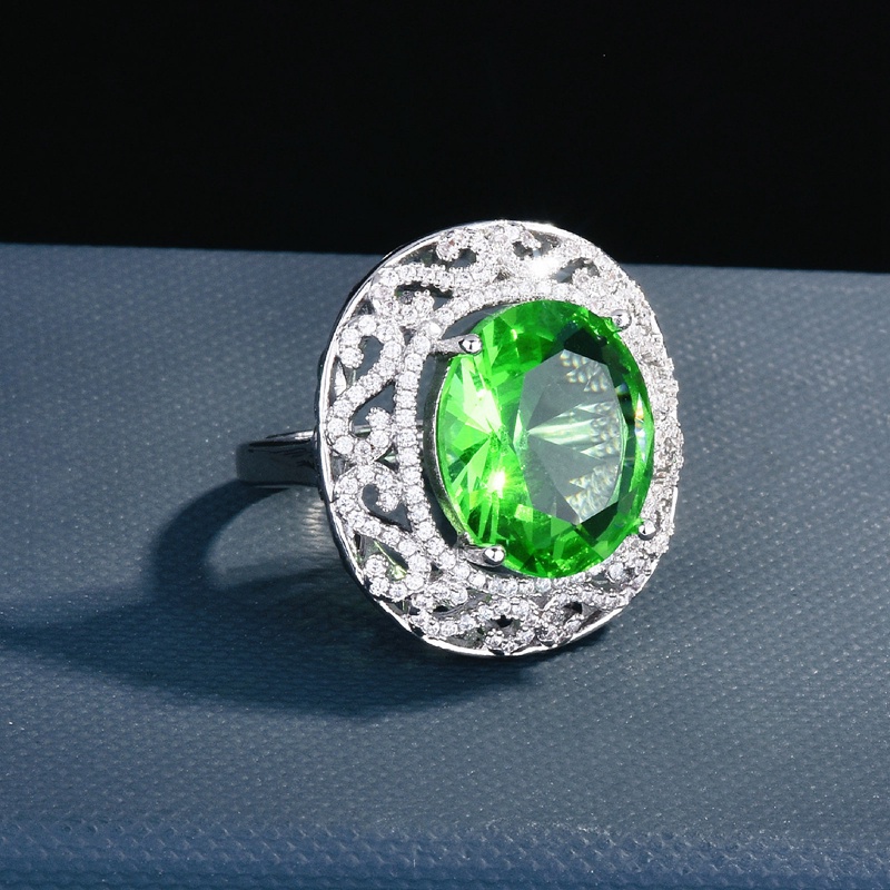 Nhẫn Đính Hôn Đính Đá Zircon Xanh Lá Hình Học Thời Trang Độc Đáo Cho Nữ