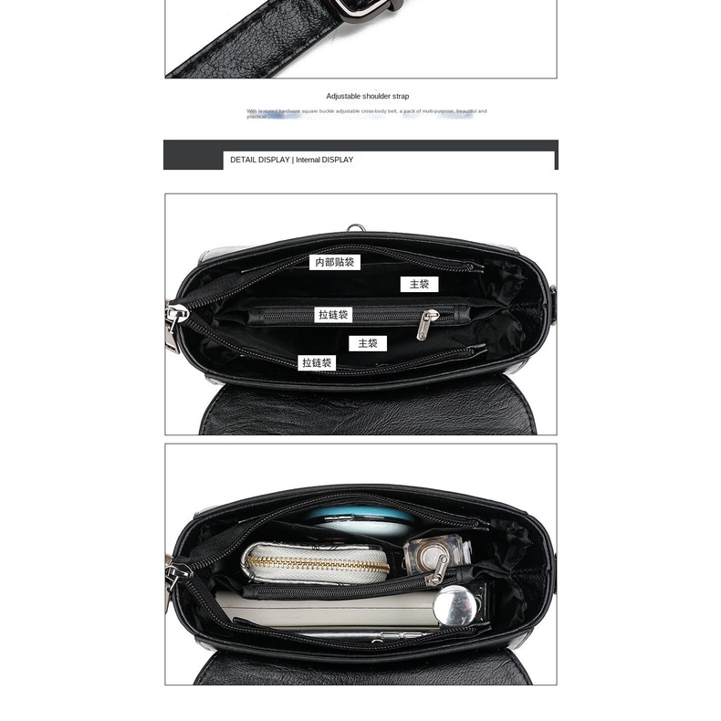 Túi đeo vai hình vuông cỡ lớn bằng da màu trơn đơn giản thời trang dễ phối đồ chất lượng cao cho bạn gái