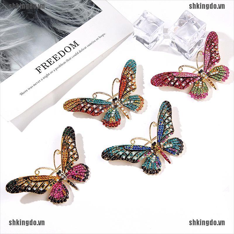 Cài áo hình chú bướm đính kim cương giả cho nữ
