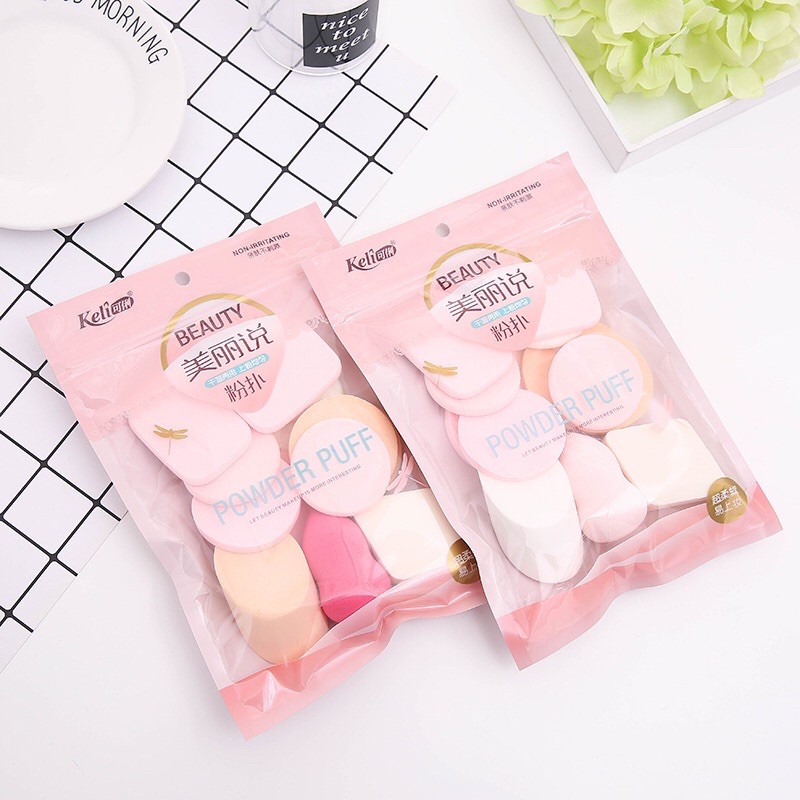 Bộ 13 bông phấn kem nền dẻo BEAUTY POWDER PUFF