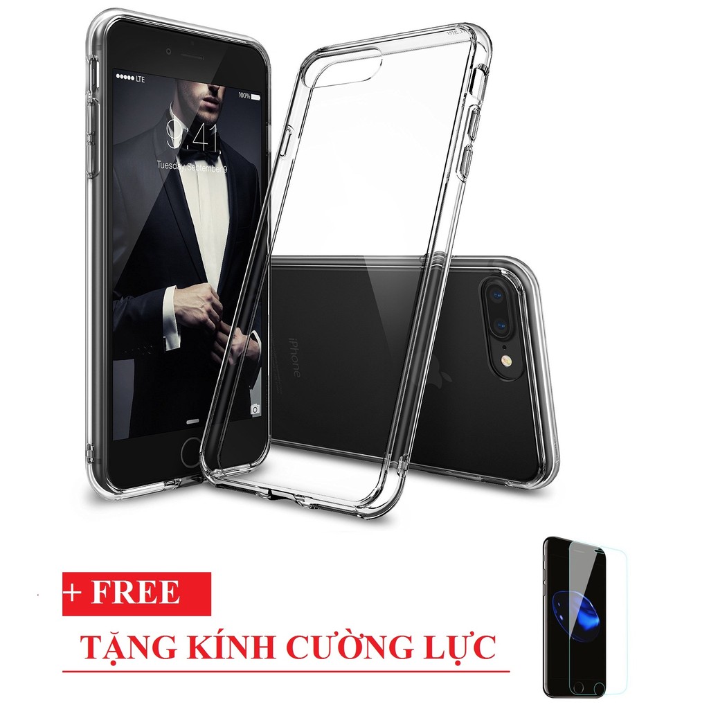 Ốp lưng Ringke Fusion iPhone 7 Plus/ 8 Plus + Kính cường lực