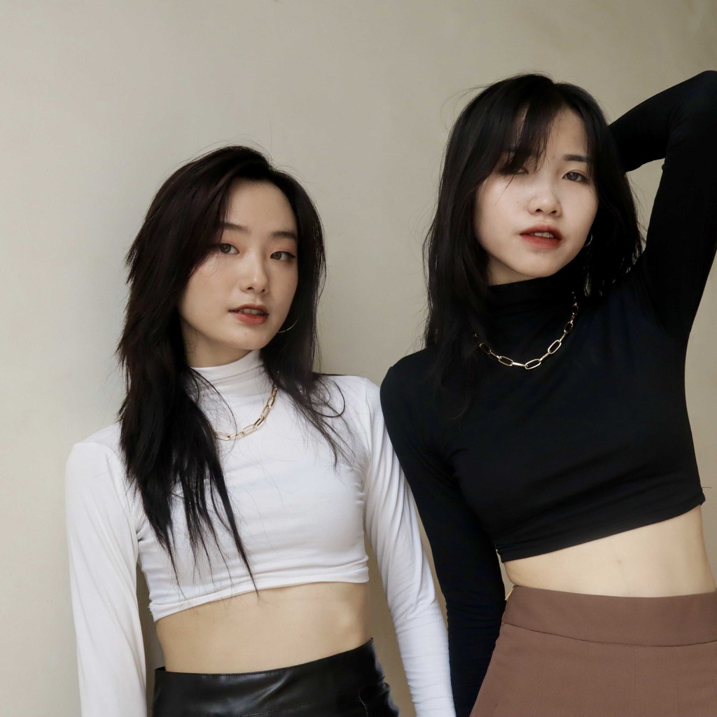 [KÈM VÒNG CỔ] Áo croptop bó dài tay đen/trắng IN2000CLOTHING | BigBuy360 - bigbuy360.vn