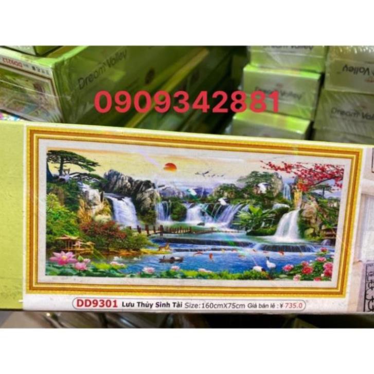 Tranh đính đá Lưu thuỷ sinh tài   mẫu mới. dream valley 160*75cm -D9301 ( chưa đính)