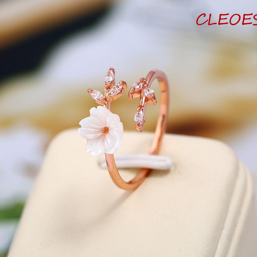 Nhẫn Hở Hình Hoa Hồng Có Thể Điều Chỉnh|Vỏ Zircon Trắng
