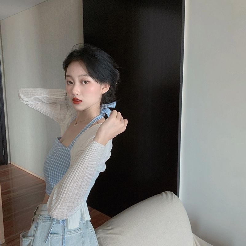 Áo Khoác Cardigan Lụa Lạnh Mỏng Tay Dài Màu Trắng Chống Nắng Thời Trang Xuân Hè Cho Nữ