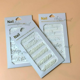 sét hạt trai nửa gắn móng trang trí móng