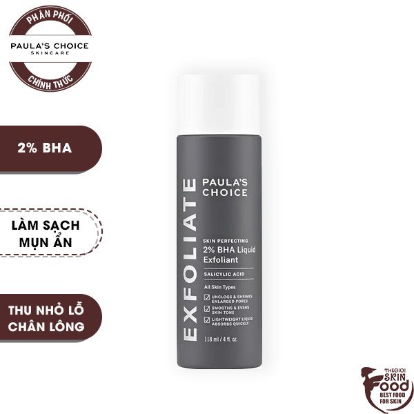 Tẩy Tế Bào Chết Hóa Học Thu Nhỏ Lỗ Chân Lông  Paula's Choice Skin Perfecting 2% BHA Liquid Exfoliant