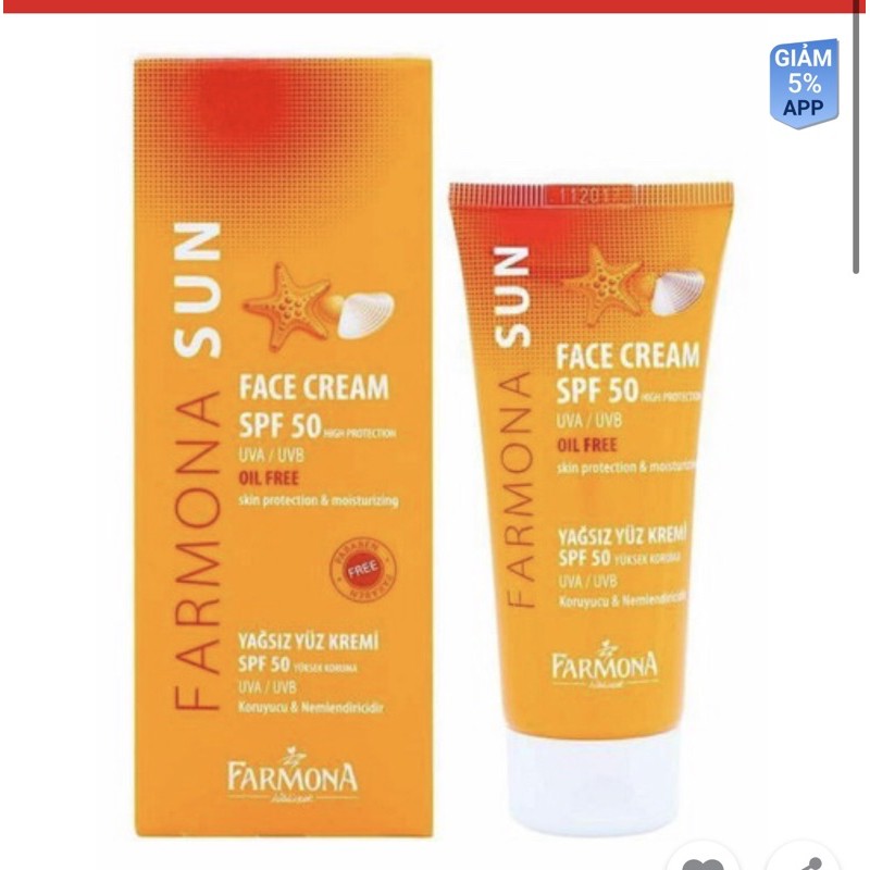 Kem chống nắng FARMONA SUN FACE CREAM SPF50 OIL FREE - Ba Lan