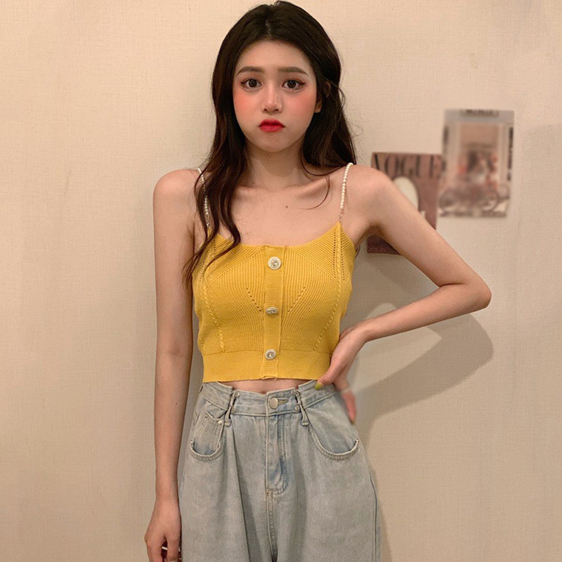 Áo Hai Dây Dệt Kim Màu Trơn Form Ôm Quyến Rũ | BigBuy360 - bigbuy360.vn