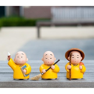 TƯỢNG 3 TIỂU SƯ PHỤ ÁO VÀNG [TỊNH TÂM - HÀNH ĐỘNG - TRÍ TUỆ] KR