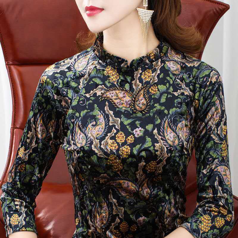 Lady's improved cheongsam mother dress 2020 high-end slimming floral retro plus size autumn dress | BigBuy360 - bigbuy360.vn