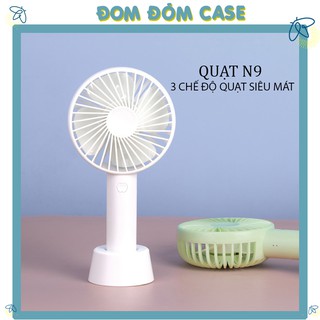 Quạt mini cầm tay tích điện 3 tốc độ quạt siêu mát có đế để bàn , tặng pin và cáp sạc