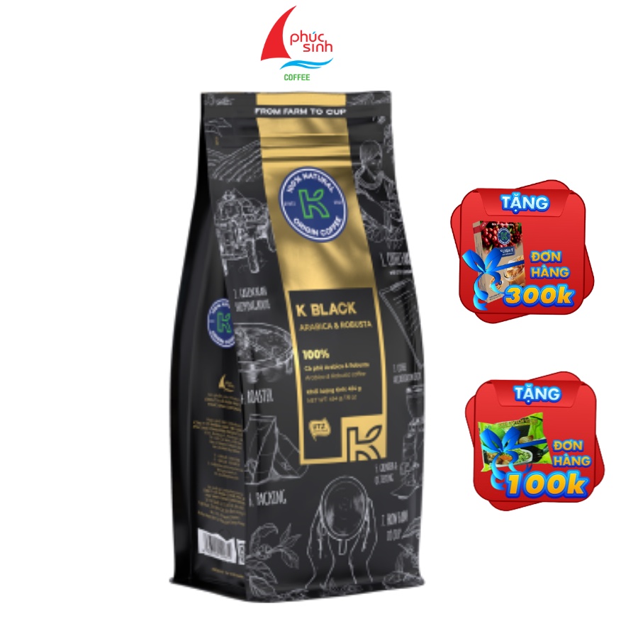 Cà phê KCOFFEE k black rang xay nguyên chất 454g