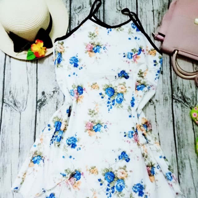 Đầm ngủ hoa 2 dây phi bóng lụa. Vải bảo dày, bao mát💥💥💥