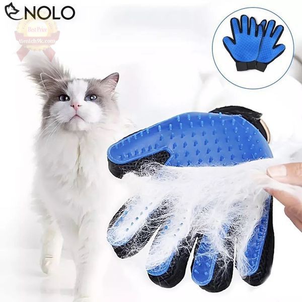 Găng tay chải lông rụng chó mèo thú cưng – Găng tay matxa tắm thú cưng
