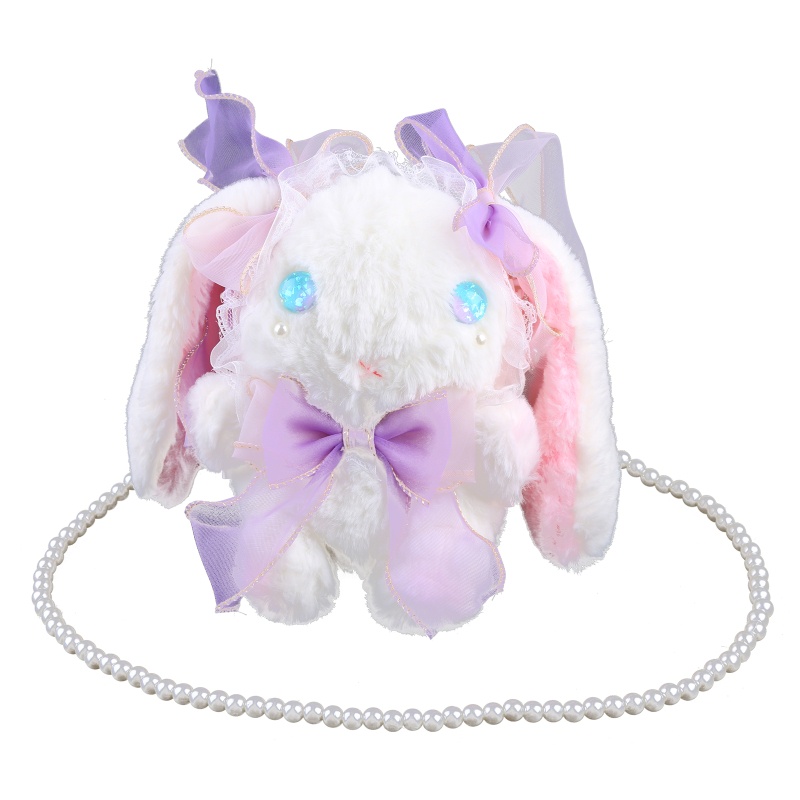 Túi Đeo Chéo Hình Thỏ Bông Mềm Mại Đáng Yêu Phong Cách Lolita Hàn Quốc