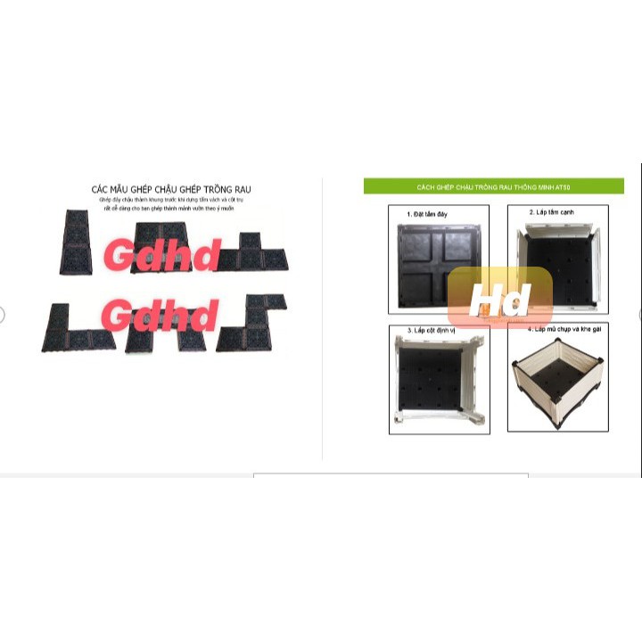 Chậu trồng rau  lắp ghép loại 2 ngăn  thông minh 100x50x23