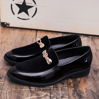 Luxury glossy black loafers for men
