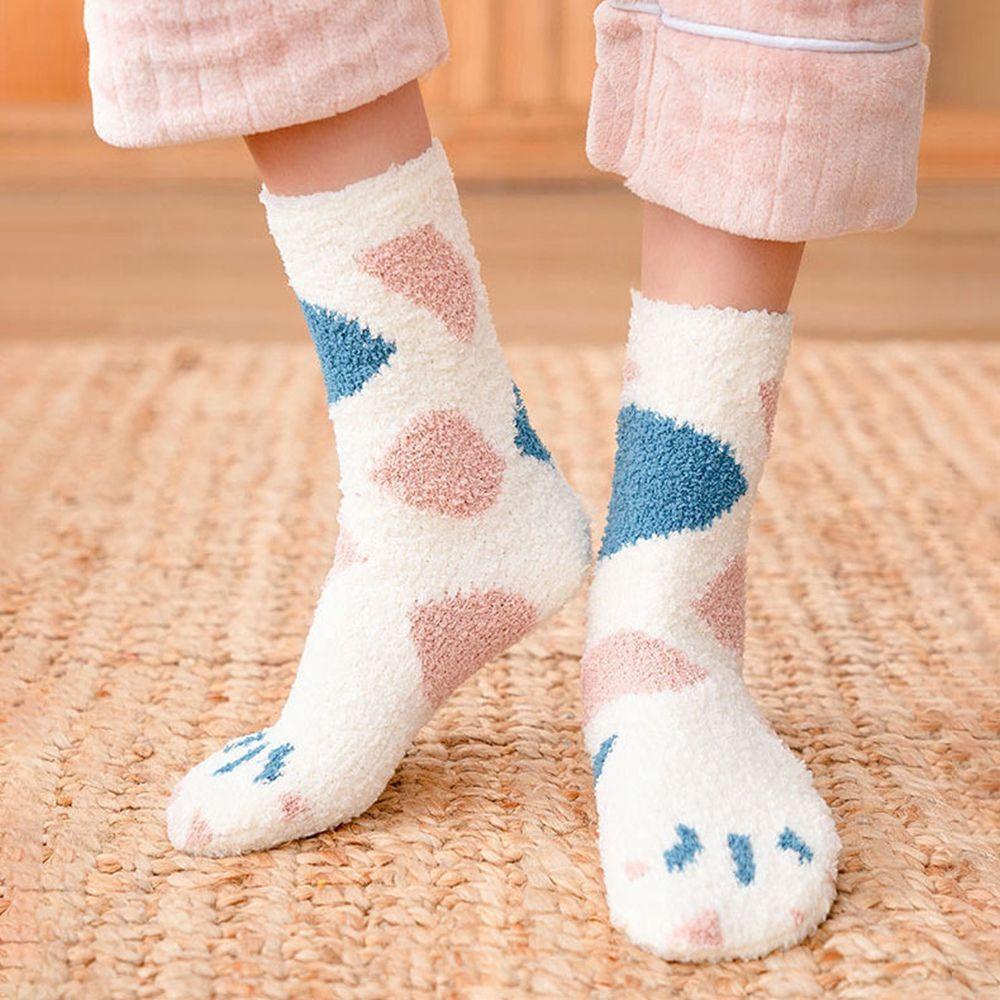 Dwayne Vớ Lông Cừu San Hô Mềm Mại Thoáng Khí Giữ Ấm Hình Chân Mèo Dễ Thương Dành Cho Nữ