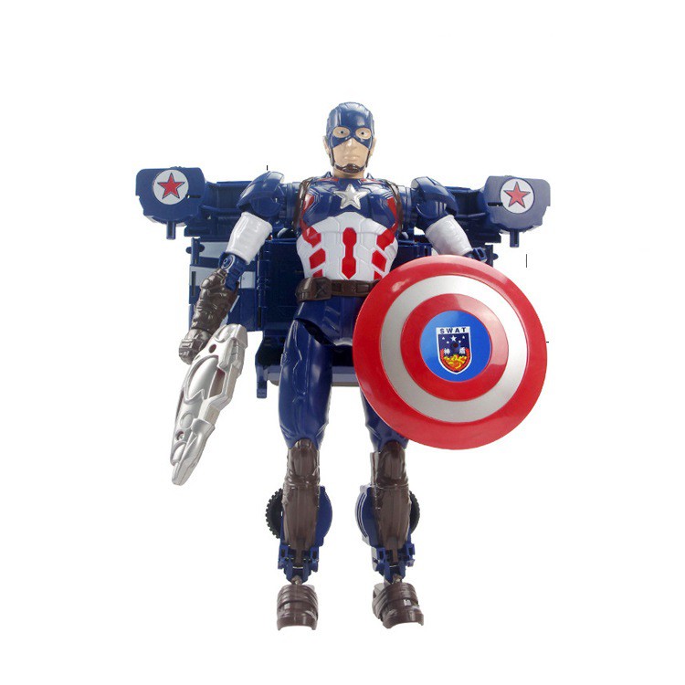 Đồ chơi robot biến hình Captain America - Mô hình siêu anh hùng Revenge League US Team 3