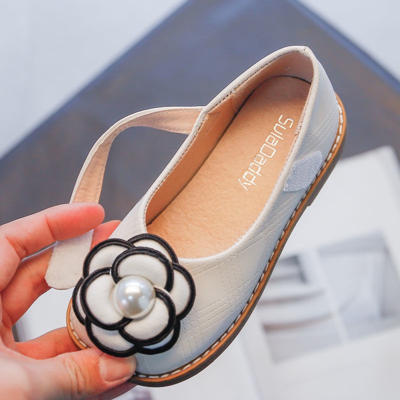 Giày Búp Bê Da Đính Hoa Ngọc Trai Thời Trang Mùa Xuân Dành Cho Bé Gái 2022