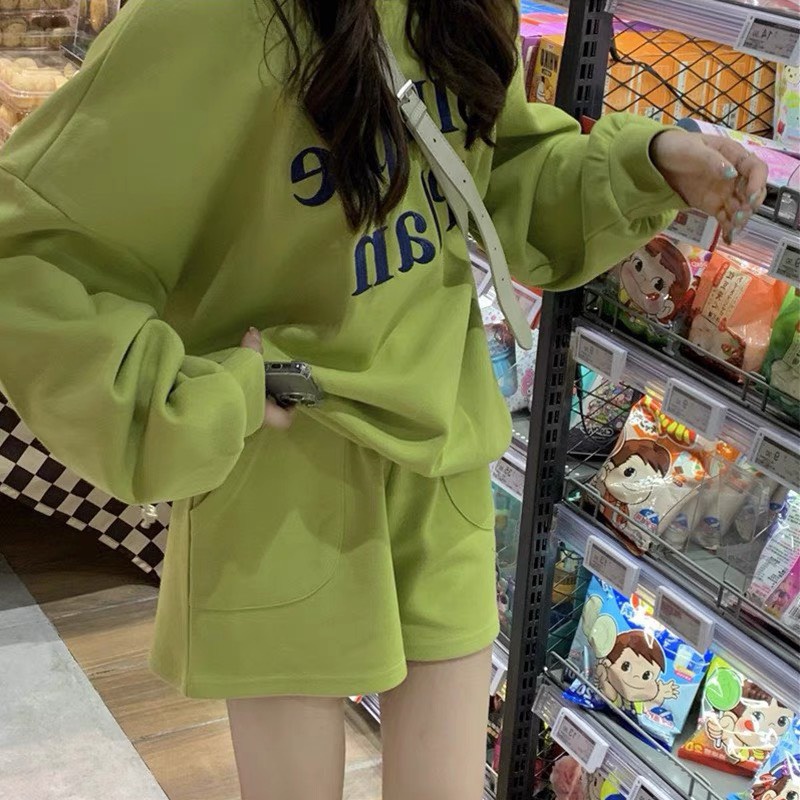 Bộ Nỉ Nữ, Bộ áo quần Sweater Simple plan dáng rộng Phong cách Thu Đông Hàn Quốc SB0353-Teen 888