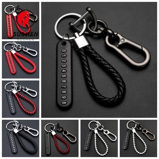 Móc Chìa Khóa Xe Hơi/ Điện Thoại Bằng Da Bện Chống Thất Lạc Tự Làm Tiện Dụng