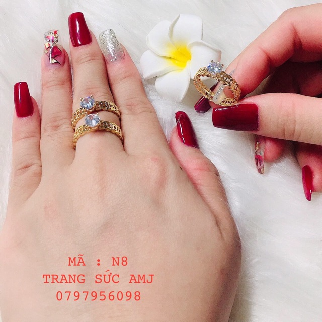 NHẪN NỮ KIỂU KIM CƯƠNG- Bạc mạ vàng 18k