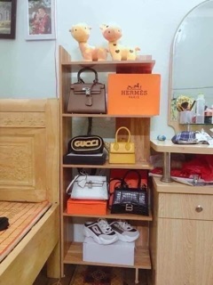 Ảnh thật - Kệ gỗ để đồ nhiều tầng
