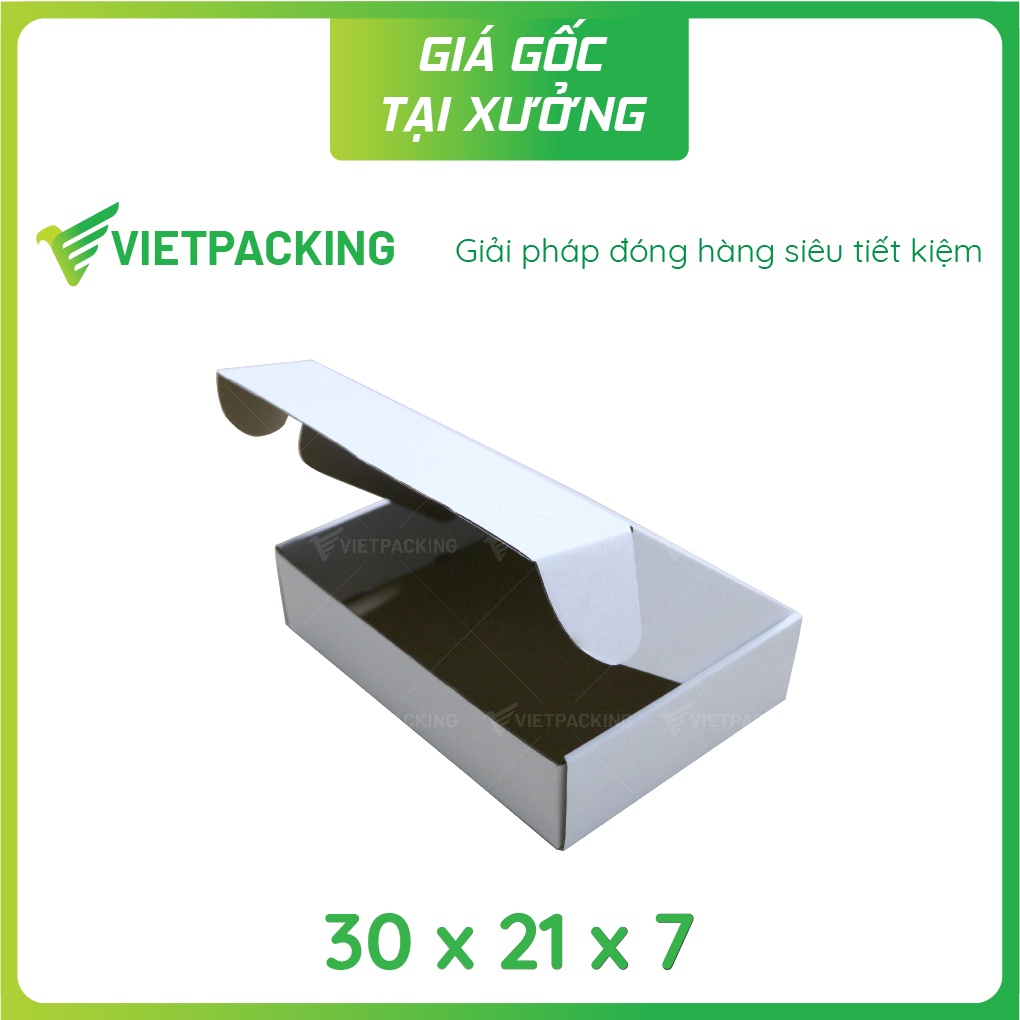 30x21x7 - 20 hộp carton nắp gài hông màu trắng đựng quần áo V182