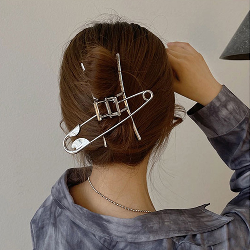 Kẹp Tóc Kim Loại Màu Bạc Thời Trang Hàn Quốc Cho Nữ