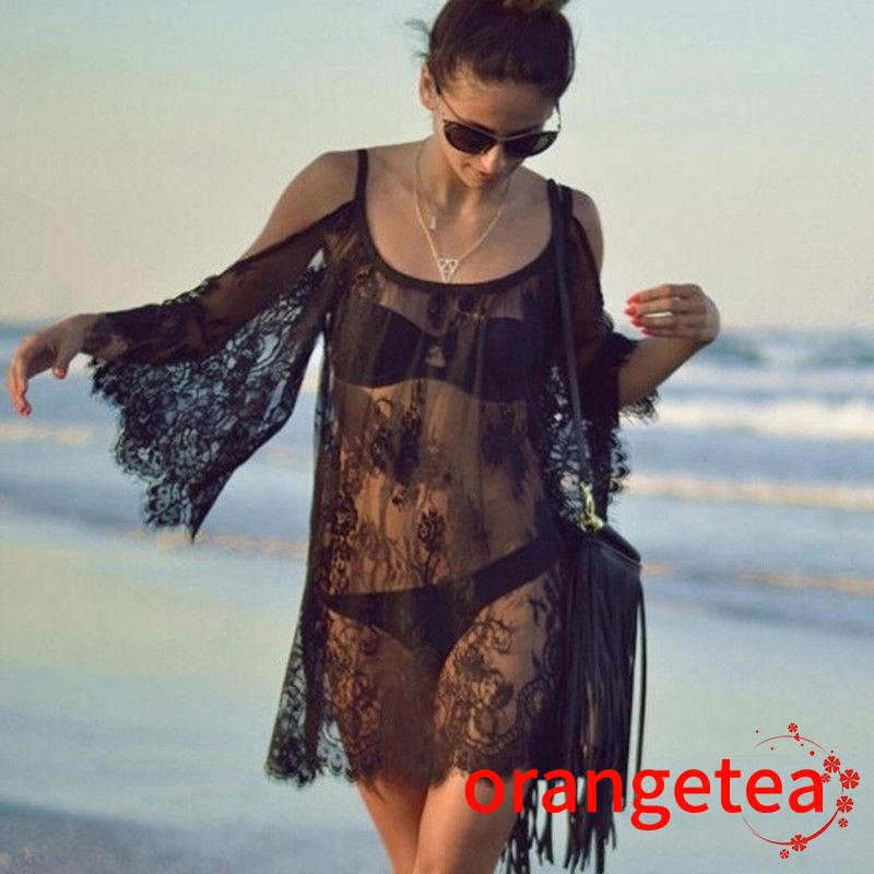 Áo Choàng Ngoài BIKINI Đan Móc Phối Ren Thời Trang Đi Biển Mùa Hè Dành Cho Nữ