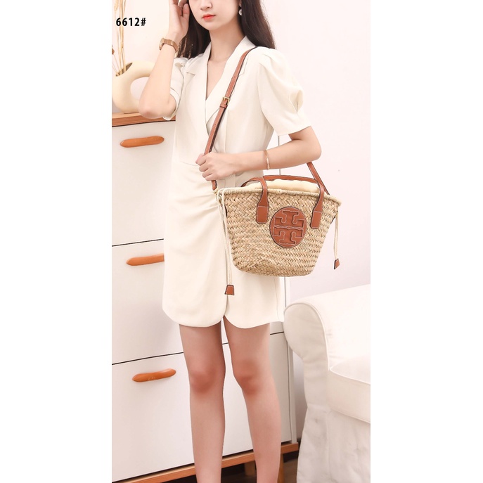 Túi Tote Đan Rơm Tory Burch Ella 6612