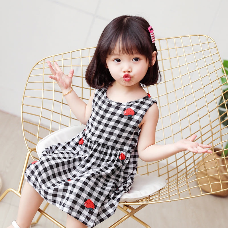 Váy bé gái đầm lụa đũi mịn mát mặc hè nhiều màu thoáng mát hàng Quảng Châu không nhăn thấm hút tốt