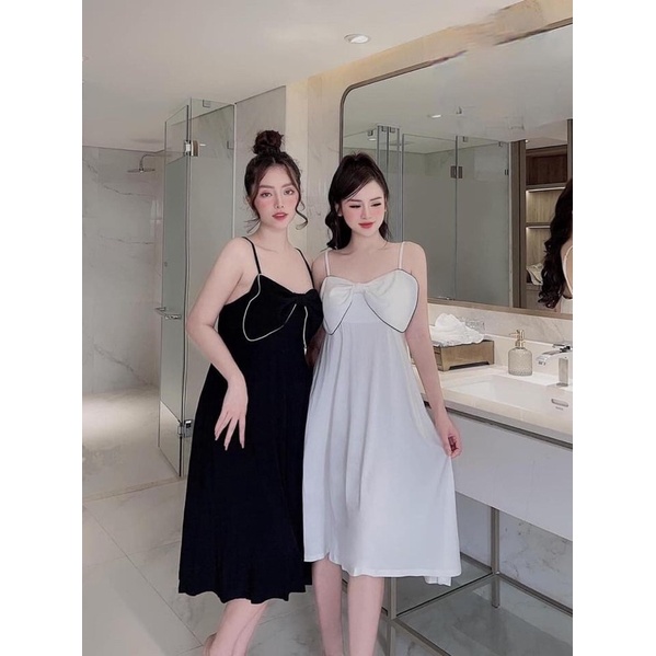 Bộ lụa 2 dây quần dài phối ren lụa cao cấp 5