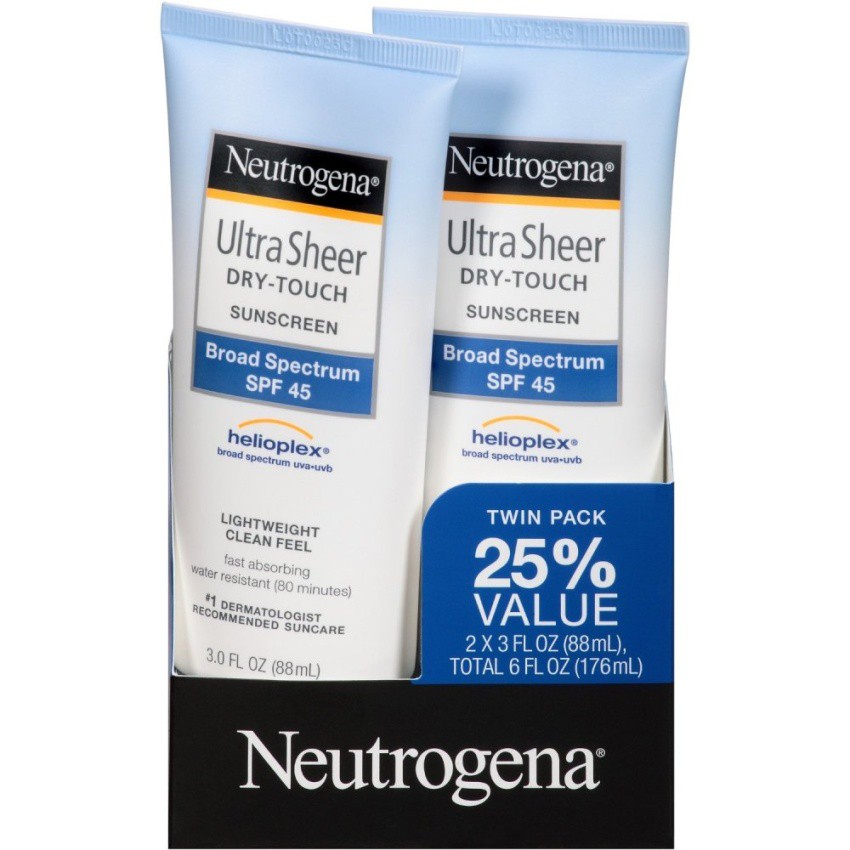 Bộ 2 ống kem chống nắng Neutrogena Ultra Sheer Dry-Touch Sunscreen Broad Spectrum SPF 45 2x88ml (Mỹ)