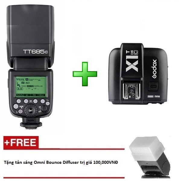 Đèn Flash Godox TT685C Cho Canon kèm Trigger Godox X1 tích hợp TTL, HSS 1/8000s - Tặng tản sáng Omni bouce