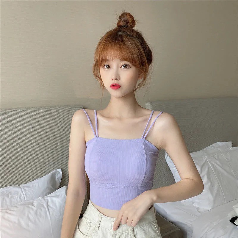 Áo croptop 2 dây Quảng Châu [VIDEO+ẢNHTHẬT] áo nữ Taobao có đệm mút ngực mix chân váy, quần cạp cao siêu chất A149 | BigBuy360 - bigbuy360.vn