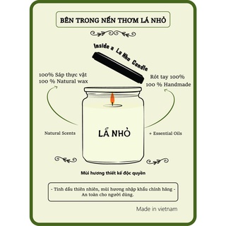 Nến thơm handmade thủ công LÁ NHỎ So Spa (Khuy Diệp + Sả Cây + Chanh + Bạc Hà)