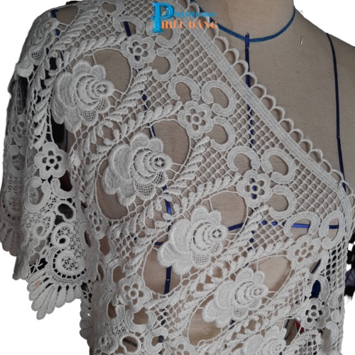 Ren viền cotton trang trí, hanmade bản to 35cm -43cm ,ren lưới may đồ,chất đẹp, mềm mại.Phụ liệu may Hiếu Đăng