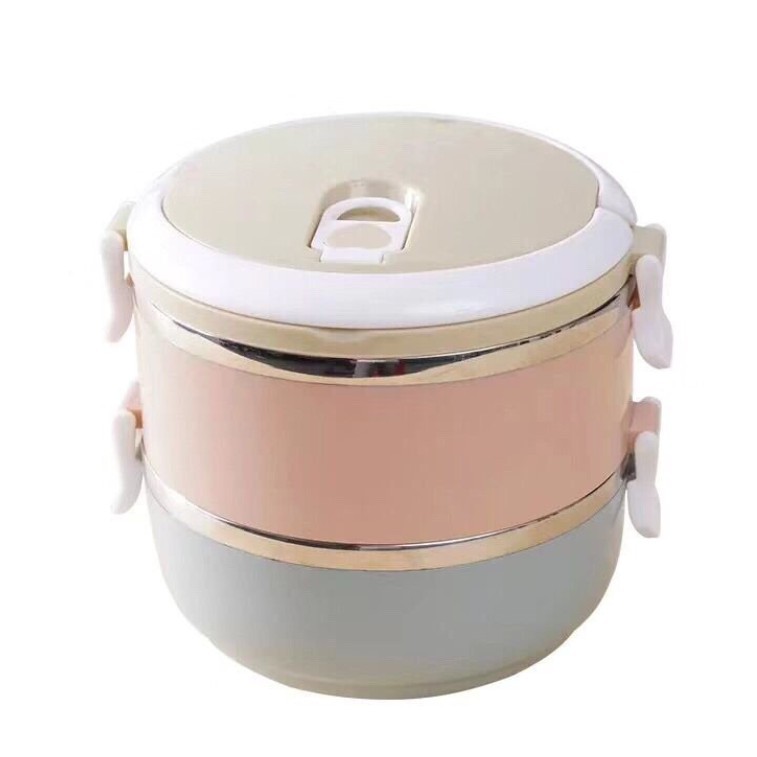 Hộp đựng cơm lúa mạch giữ nhiệt 2 tầng , camen ruột inox 2 tầng , cơm giữ nhiệt 2 tầng